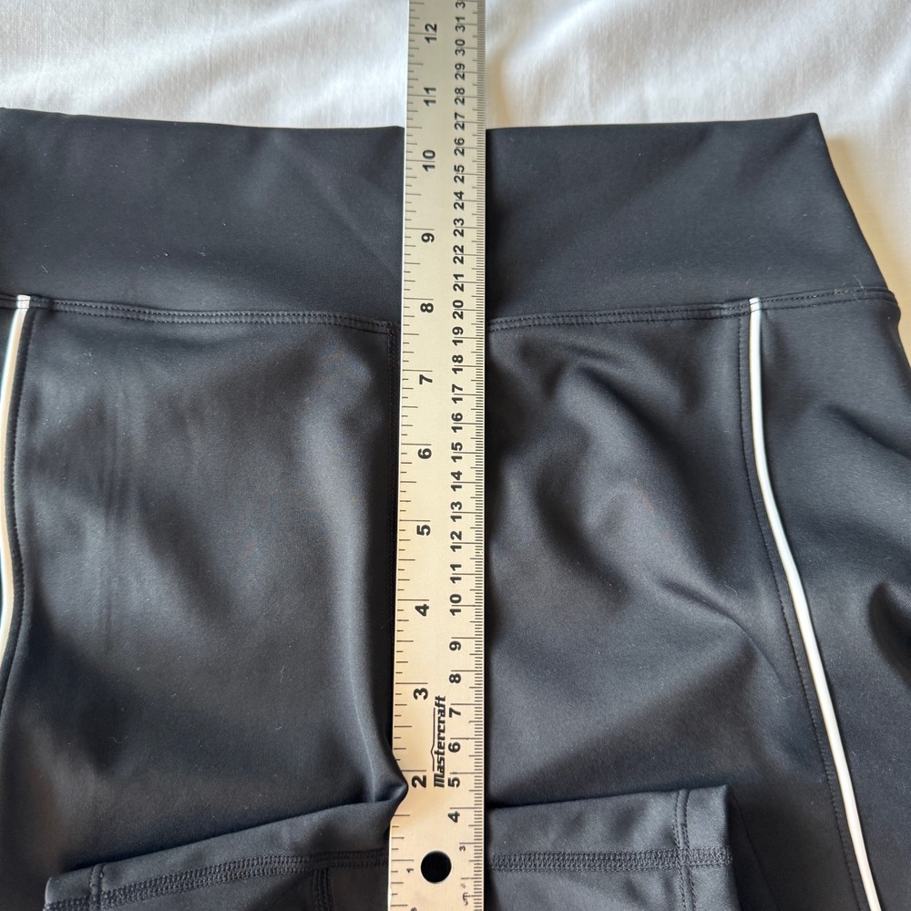 IVL Collective Womens Sz 6 High Rise Biker Shorts Black White Piping Activewear - Picture 6 of 10